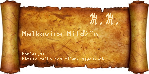 Malkovics Milán névjegykártya