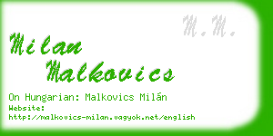 milan malkovics business card