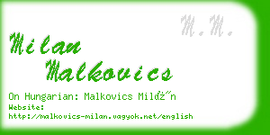 milan malkovics business card